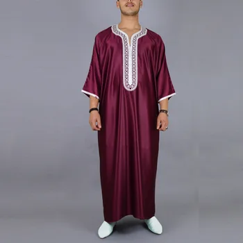 2023 Весна Лето Мусульманские мужчины С V-образным вырезом, Полиэстер, Джубба Тобе, Мусульманская мода, Абая, исламская одежда, Мусульманская мужская одежда