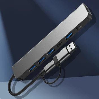 7 В 1 Многопортовый адаптер Type C с портами USB 3,0/2,0 Type C для кард-ридера USB C Док-станция Plug and Play Type-C Концентратор Адаптер 5 Вт PD для ПК