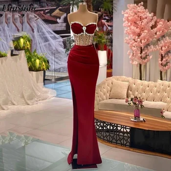 Fanshao wd669, вечернее платье русалки, платья для выпускного вечера с разрезом по бокам, арабские платья знаменитостей