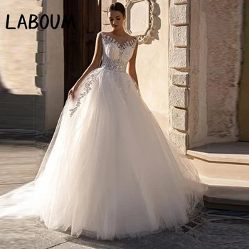 LaBoum Белое бальное платье с широким шлейфом, тюлевое изысканное свадебное платье 2023, элегантное vestido de noiva brautkleider robe de mariée