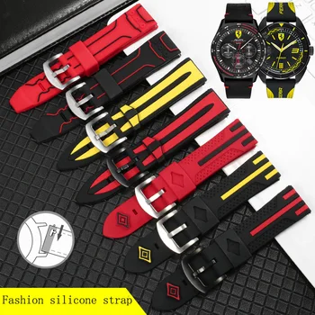 Высококачественный Силиконовый ремешок Для часов Tissot Seiko Ferrari Porsche Watch Черный, Красный, Желтый, Huawei GT, Резиновый ремешок для часов 22 мм