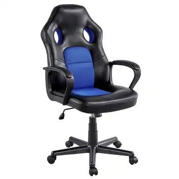 Игровое кресло SmileMart с регулируемым поворотом из искусственной кожи, синий