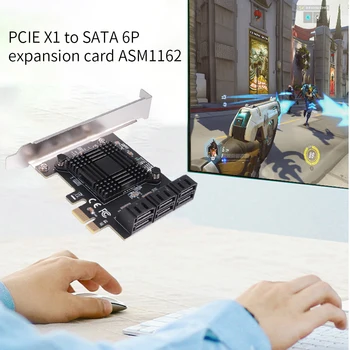 Карта расширения Kebidu 3.0 SATA III PCIe Card Карта контроллера PCI-E с 4 портами до 6/10 macOS WIN7/WIN8/WIN10/LINUX