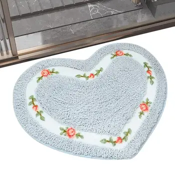 Коврик в форме сердца, нескользящий плюшевый коврик для Любви, Цветочные коврики для ванной, кухонная раковина, прачечная, Романтический коврик под дверью для