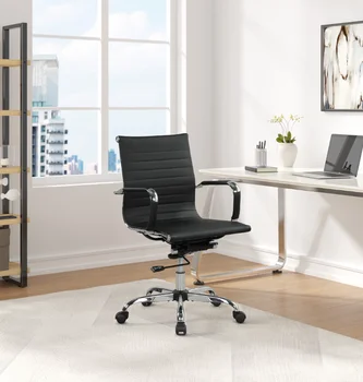 Кресло менеджера 37,5 дюйма с регулируемой высотой и поворотом, вместимость 250 фунтов, Черная офисная мебель Компьютерное кресло для геймеров