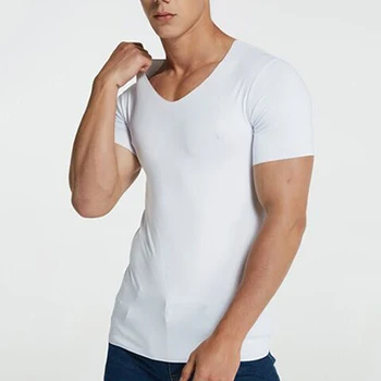 Мужская Летняя футболка с Коротким рукавом, Крутые Быстросохнущие Дышащие Бесшовные Топы Из Ледяного Шелка, Повседневные Однотонные Эластичные футболки M-5XL