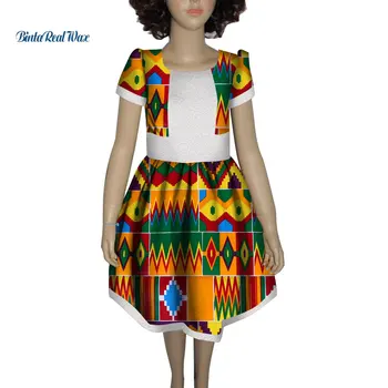 Новое Лоскутное Кружевное платье с принтом Для девочек, Детское платье Bazin Riche, Одежда на Заказ, Большие Размеры, Африканский Дизайн, Одежда WYT184