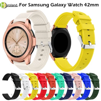 ремешок для часов 20 мм Силиконовый для Samsung Galaxy Watch, ремешок для часов 42 мм, Умный браслет, Спортивные Сменные аксессуары, ремешки для часов